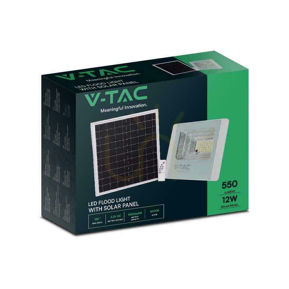 Anzeige V-TAC Solar LED Projektor 12W Weiß IP65, Fernbedienung, Timer VT-25W 6400K 550lm V-TAC Solar LED Projektor 12W Weiß IP65, Fernbedienung, Timer VT-25W 6400K 550lm