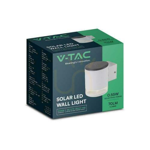 Prüfen Garten-Wandleuchte Solar V-TAC 1W LED Weiß IP54 VT-1139 3000K 70lm 3 Jahre Garantie