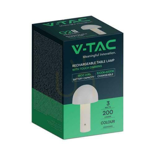Prüfen V-TAC 1W LED Nachttischlampe 25cm USB Aufladung Dimmbar Gold VT-1047 3000K-6000K 200lm.
