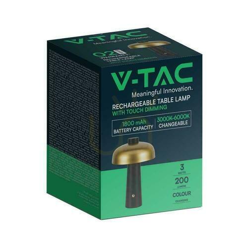 Prüfen V-TAC 3W LED Nachttischlampe 24cm USB Aufladung Dimmbar Gold VT-1050 3000K-6000K 200lm