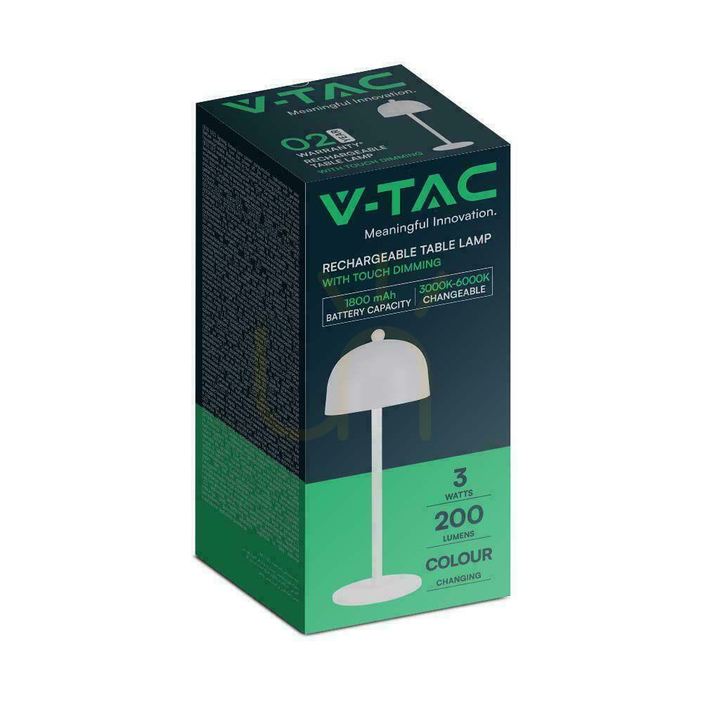 Anzeige V-TAC 3W LED Nachttischlampe 30cm USB Aufladung Dimmbar Weiß VT-1052 3000K-6000K 200lm V-TAC 3W LED Nachttischlampe 30cm USB Aufladung Dimmbar Weiß VT-1052 3000K-6000K 200lm