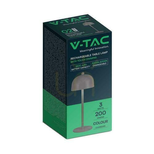 Prüfen V-TAC 3W LED Nachttischlampe 30cm USB Aufladung Dimmbar Grau VT-1052 3000K-6000K 200lm