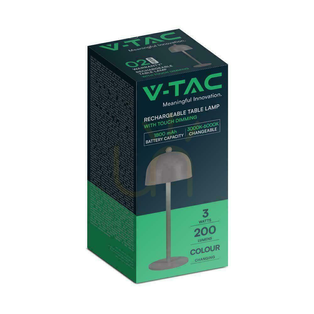 Aussicht V-TAC 3W LED Nachttischlampe 30cm USB Aufladung Dimmbar Grau VT-1052 3000K-6000K 200lm V-TAC 3W LED Nachttischlampe 30cm USB Aufladung Dimmbar Grau VT-1052 3000K-6000K 200lm