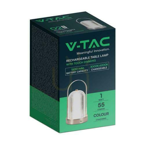 Prüfen V-TAC 1W LED Nachttischlampe 22cm USB Aufladung Dimmbar Matt Gold VT-1057 3000K-6000K 55lm