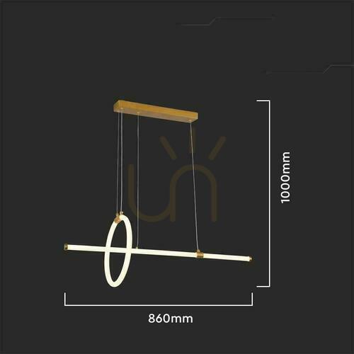 Prüfen V-TAC 16W LED-Pendelleuchte Gold VT-7818 3000K 1820lm