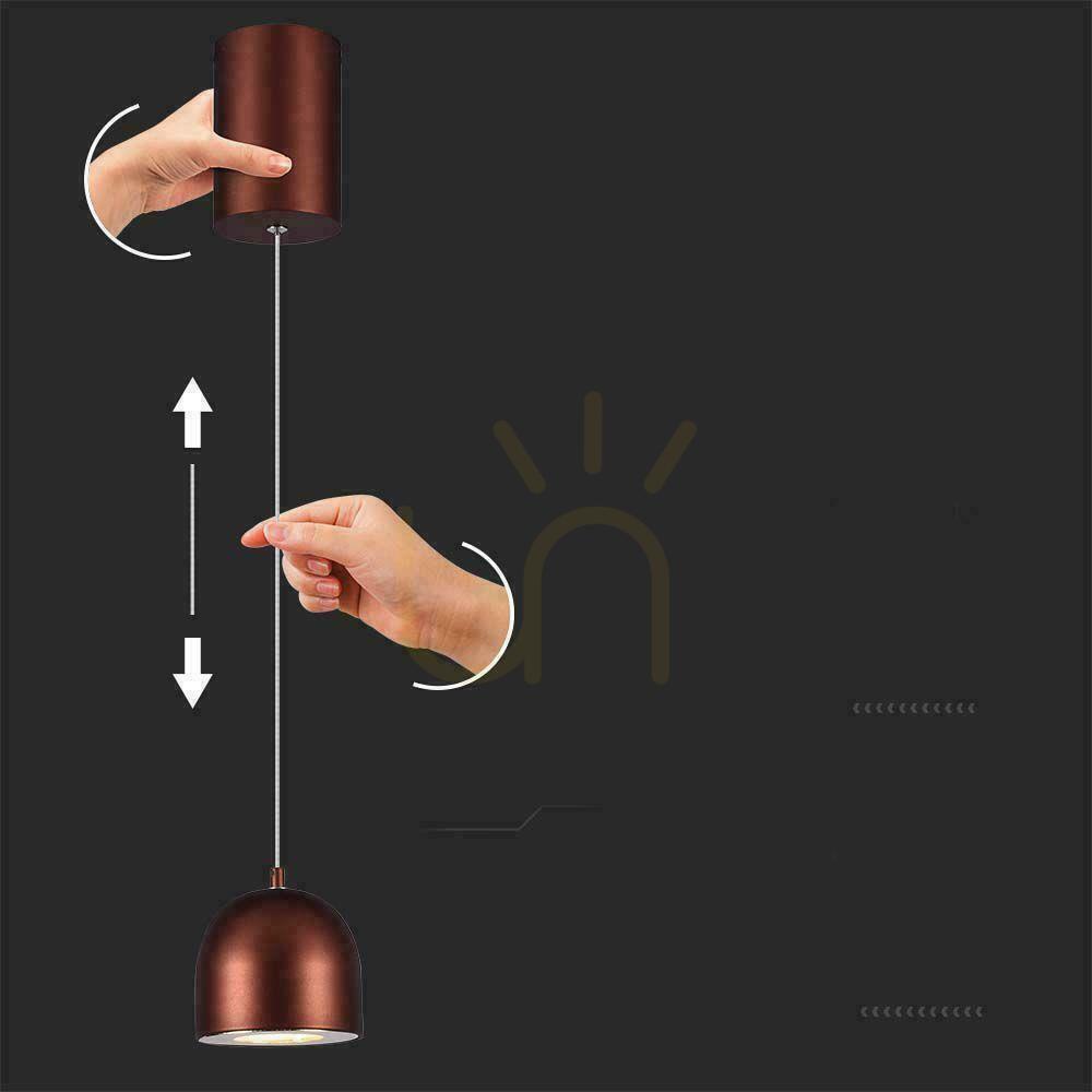 Aussicht V-TAC LED-Pendelleuchte 8,5W 100cm Verstellbar, Touch-Schalter Braun VT-7795 3000K 850lm V-TAC LED-Pendelleuchte 8,5W 100cm Verstellbar, Touch-Schalter Braun VT-7795 3000K 850lm