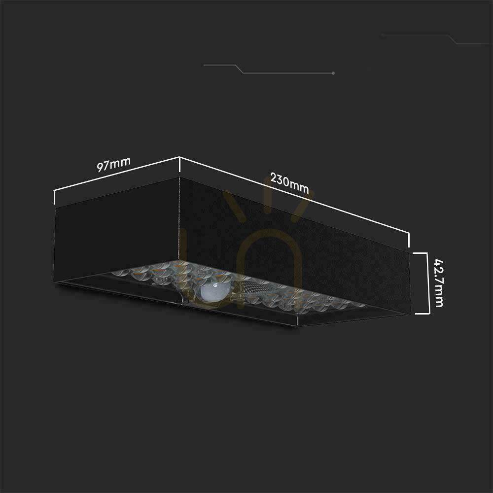 Vorschau V-TAC 6W Bewegungssensor Schwarz VT-406 4000K 900lm Solar Wandmontage Garten Wandlampe. V-TAC 6W Bewegungssensor Schwarz VT-406 4000K 900lm Solar Wandmontage Garten Wandlampe.