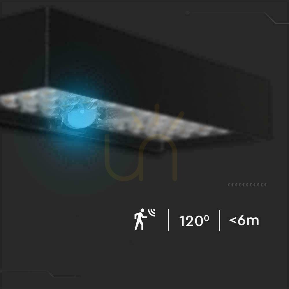 Anzeige V-TAC 6W Bewegungssensor Schwarz VT-406 4000K 900lm Solar Wandmontage Garten Wandlampe. V-TAC 6W Bewegungssensor Schwarz VT-406 4000K 900lm Solar Wandmontage Garten Wandlampe.
