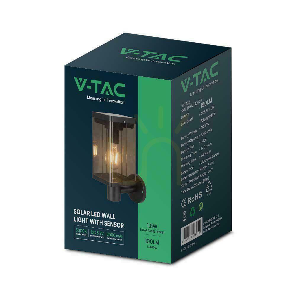 Aussicht V-TAC 2.5W LED Bewegungsmelder IP54 VT-1136 3000K 150lm 3 Jahre Garantie Garten Wandlampe Solar. V-TAC 2.5W LED Bewegungsmelder IP54 VT-1136 3000K 150lm 3 Jahre Garantie Garten Wandlampe Solar.