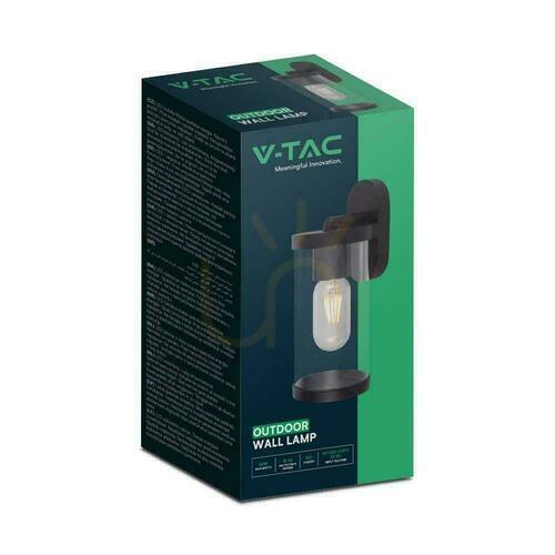 Prüfen Garten Wandleuchte V-TAC Schwarz Matt E27 IP44 VT-1149
