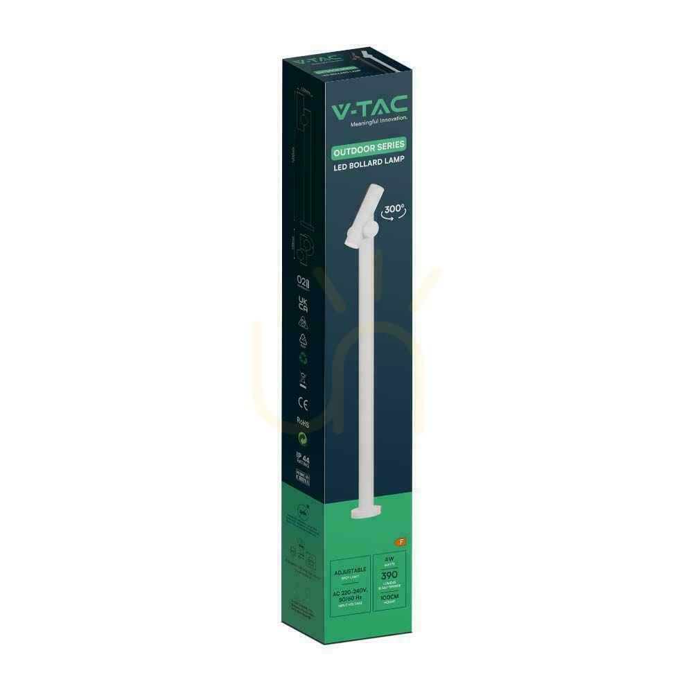Aussicht V-TAC 4W LED Gartenmast 100CM Weiß IP44 VT-1187 3000K 390lm. V-TAC 4W LED Gartenmast 100CM Weiß IP44 VT-1187 3000K 390lm.