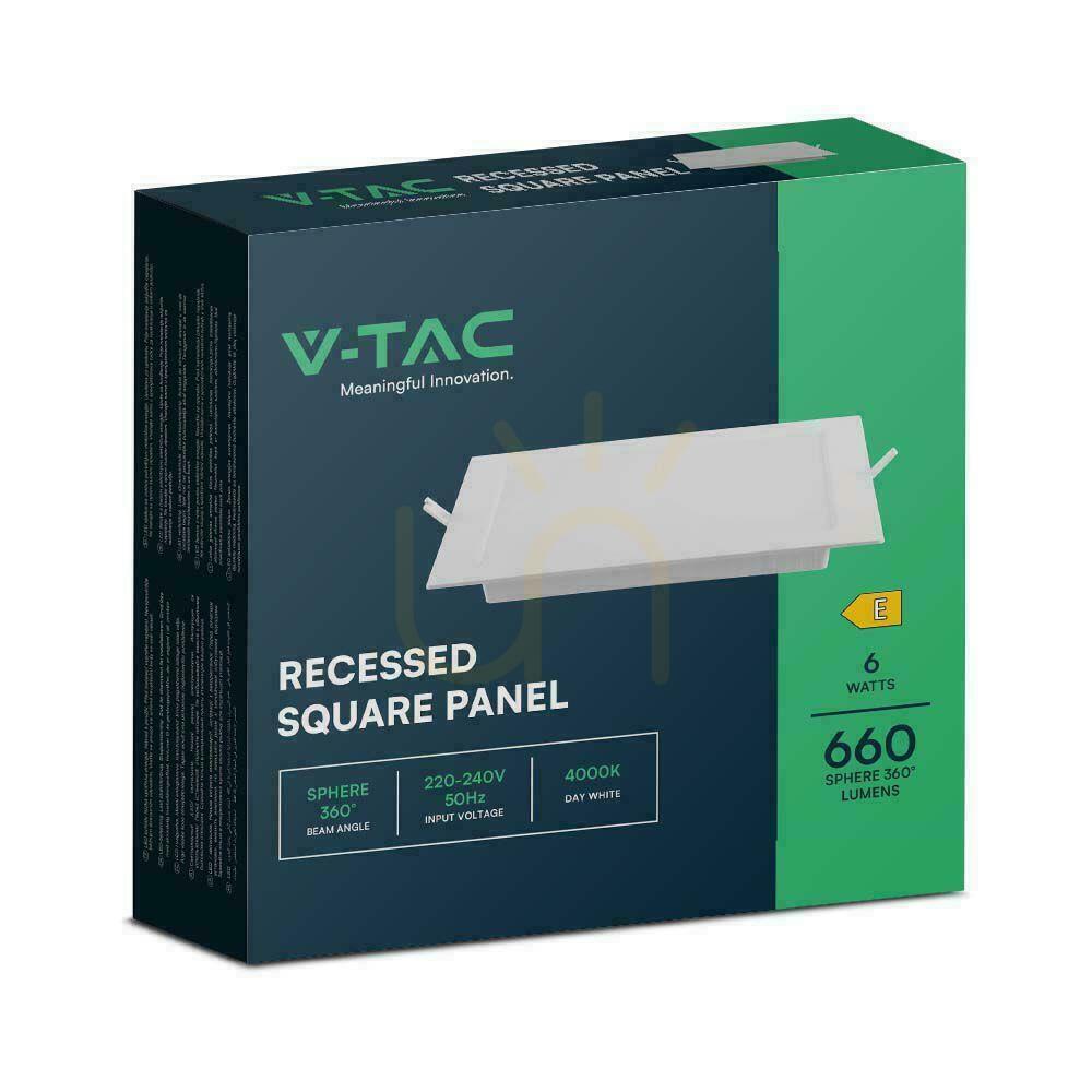 Zeige V-TAC LED-Einbauleuchte Premium Downlight 6W Quadratisch 120x120 VT-61006 6500K 660lm. V-TAC LED-Einbauleuchte Premium Downlight 6W Quadratisch 120x120 VT-61006 6500K 660lm.