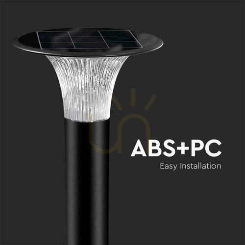 Prüfen V-TAC 15W LED Solar Gartenmast IP65 CCT Bewegungsmelder Schwarz 88cm VT-413 6000K+4000K 2200lm 3 Jahre Garantie