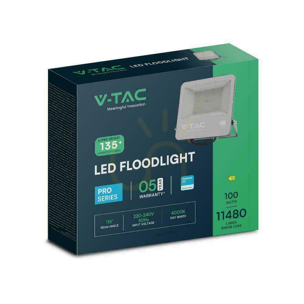 Anzeige LED-Projektor V-TAC 100W 135Lm/W SAMSUNG CHIP Schwarz VT-44101 6500K 11480lm 5 Jahre Garantie LED-Projektor V-TAC 100W 135Lm/W SAMSUNG CHIP Schwarz VT-44101 6500K 11480lm 5 Jahre Garantie