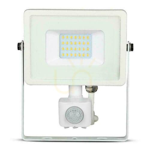 Prüfen LED-Flutlichtstrahler V-TAC VT-20-S-B mit Bewegungsmelder, weiß, 20 W, 3000 K, 1600 lm