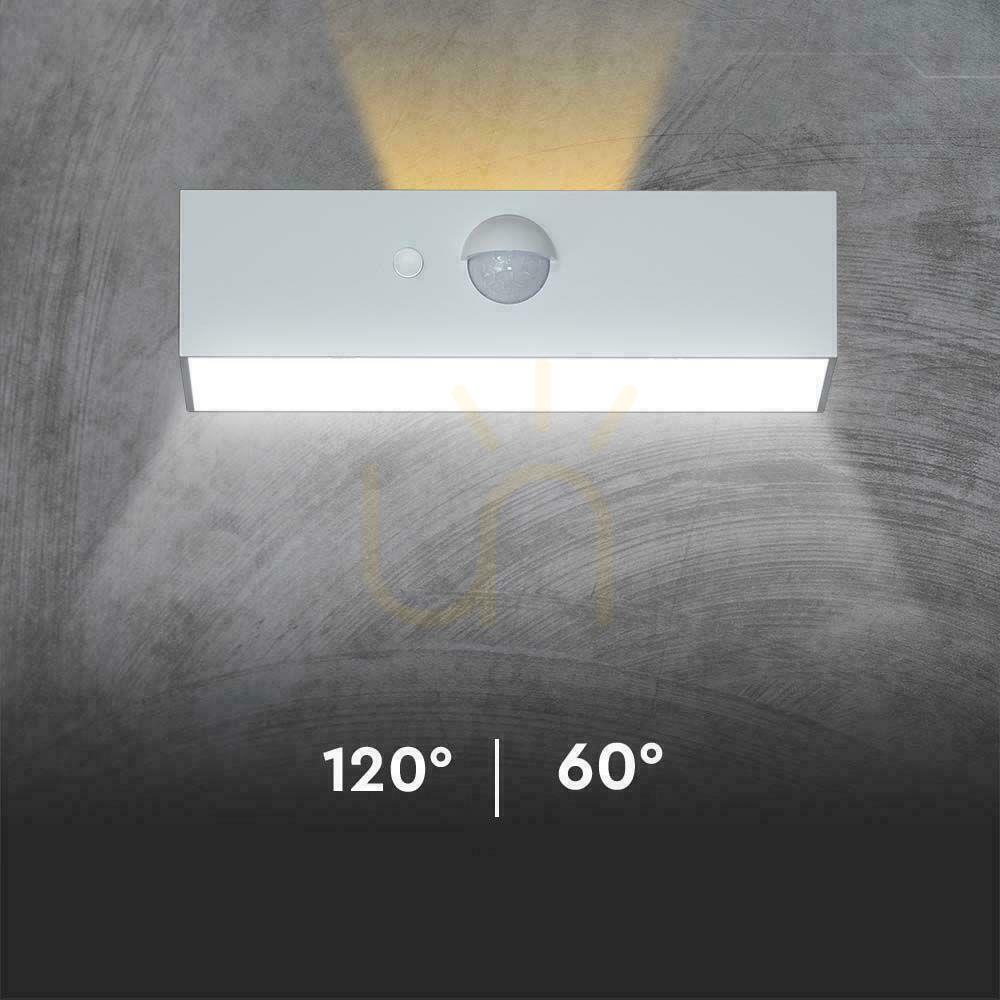 Aussicht Solar V-TAC 3W CCT Bewegungsmelder Weiß VT-403 3000K-4000K 350lm Garten Wandlampe. Solar V-TAC 3W CCT Bewegungsmelder Weiß VT-403 3000K-4000K 350lm Garten Wandlampe.