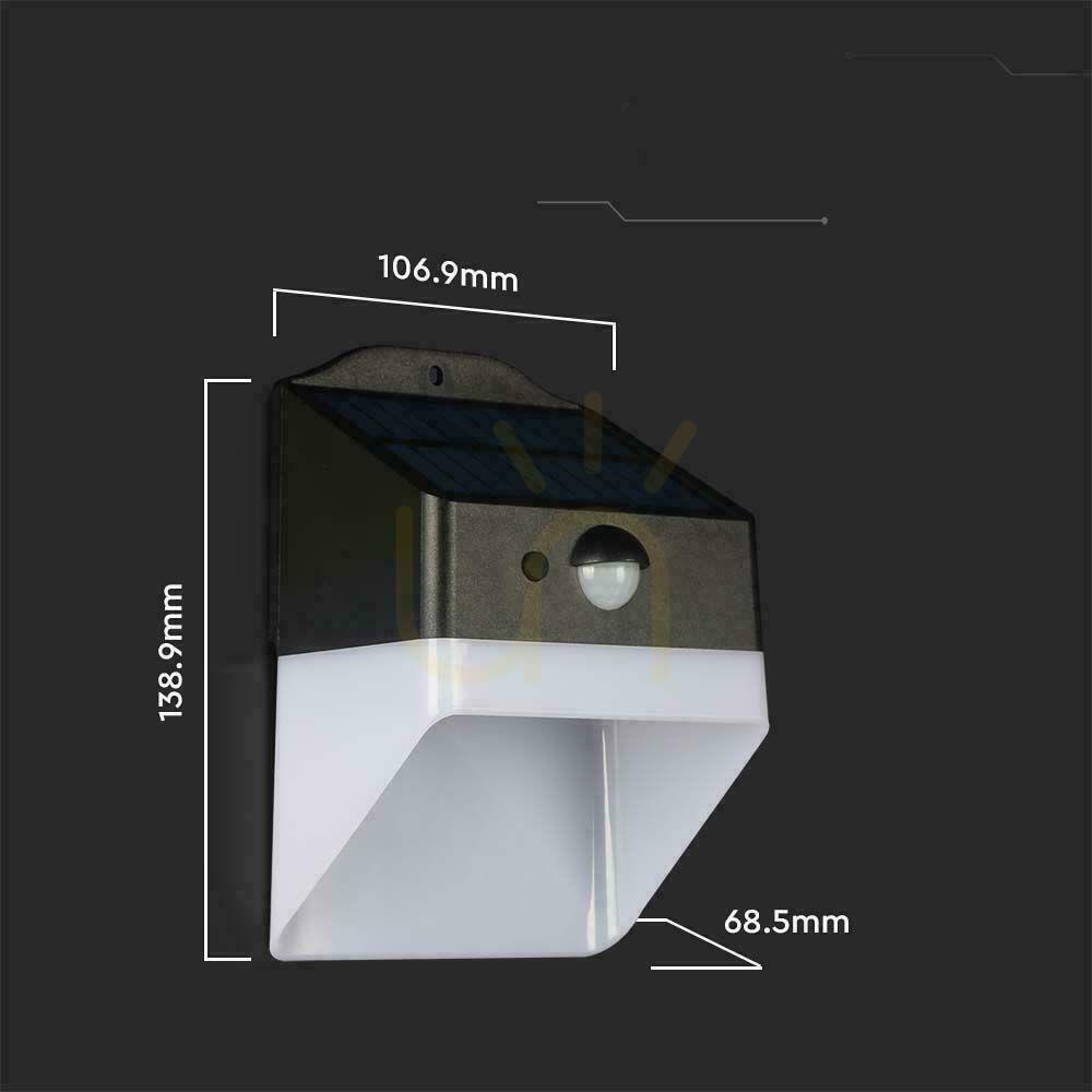 Aussicht Solar-Gartenwandleuchte V-TAC VT-422 schwarz 2 W 4000 K 200 lm mit Bewegungsmelder Solar-Gartenwandleuchte V-TAC VT-422 schwarz 2 W 4000 K 200 lm mit Bewegungsmelder
