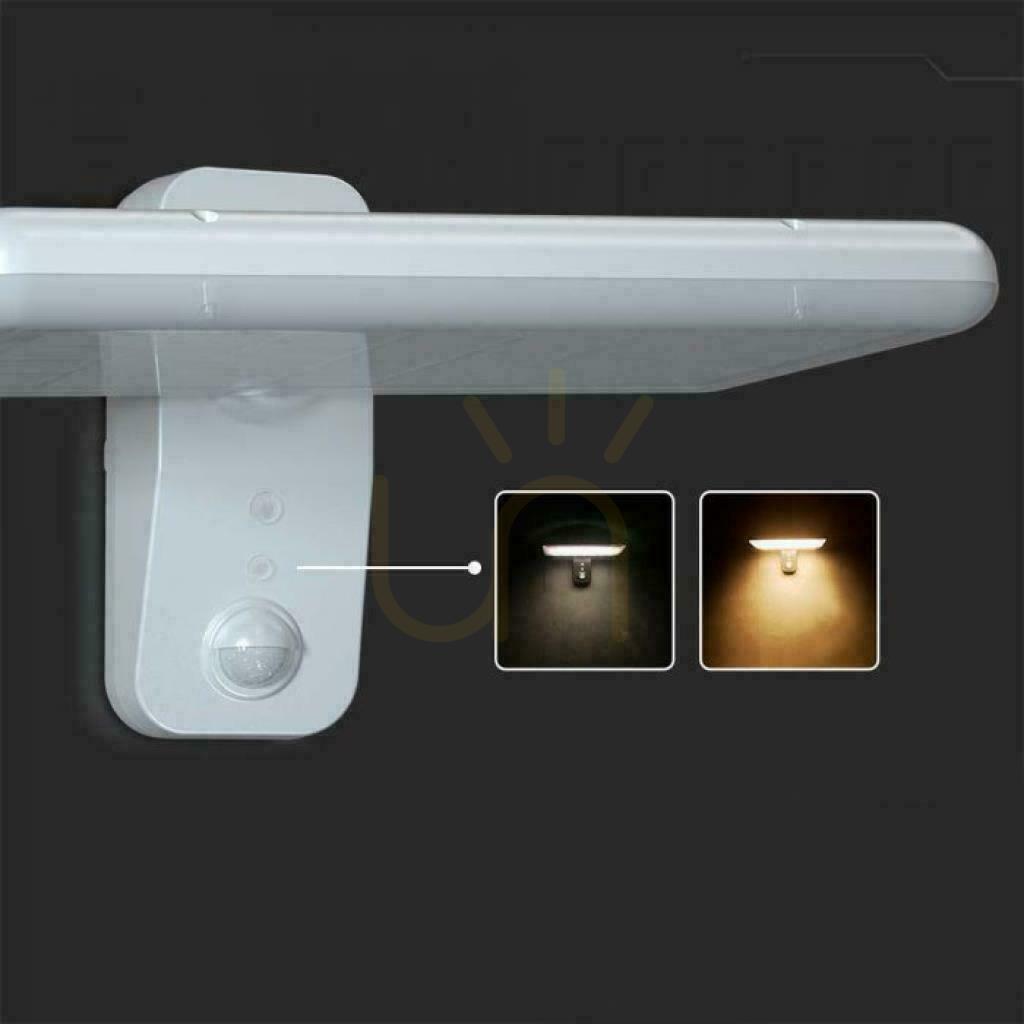 Vorschau V-TAC 15W CCT Bewegungsmelder IP65 Weiß VT-414 4000K-6000K 2000lm Solar-Wandleuchte für den Garten. V-TAC 15W CCT Bewegungsmelder IP65 Weiß VT-414 4000K-6000K 2000lm Solar-Wandleuchte für den Garten.