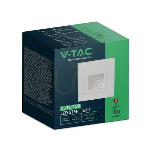Prüfen V-TAC 3W LED-Treppenleuchte Quadratisch Weiß 230V VT-1128 3000K 180lm.