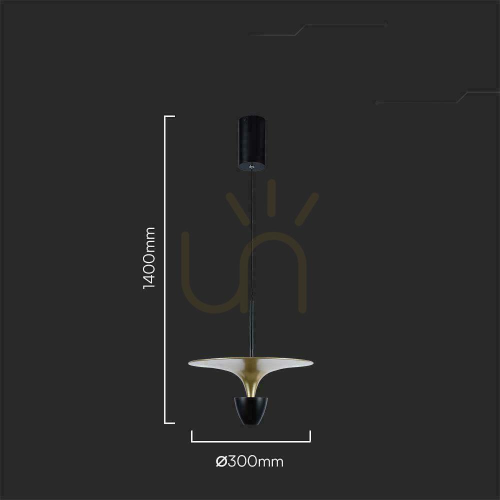 Aussicht V-TAC 9W LED-Pendelleuchte Schwarz+Gold VT-7832 3000K 1000lm V-TAC 9W LED-Pendelleuchte Schwarz+Gold VT-7832 3000K 1000lm