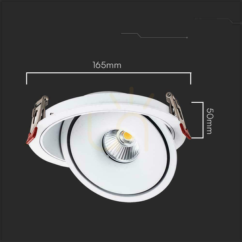 Prüfen V-TAC LED Tilt Downlight 20W LED COB CRI90+ CCT Weiß VT-2520 3000K-4000K-6400K 1408lm. V-TAC LED Tilt Downlight 20W LED COB CRI90+ CCT Weiß VT-2520 3000K-4000K-6400K 1408lm.