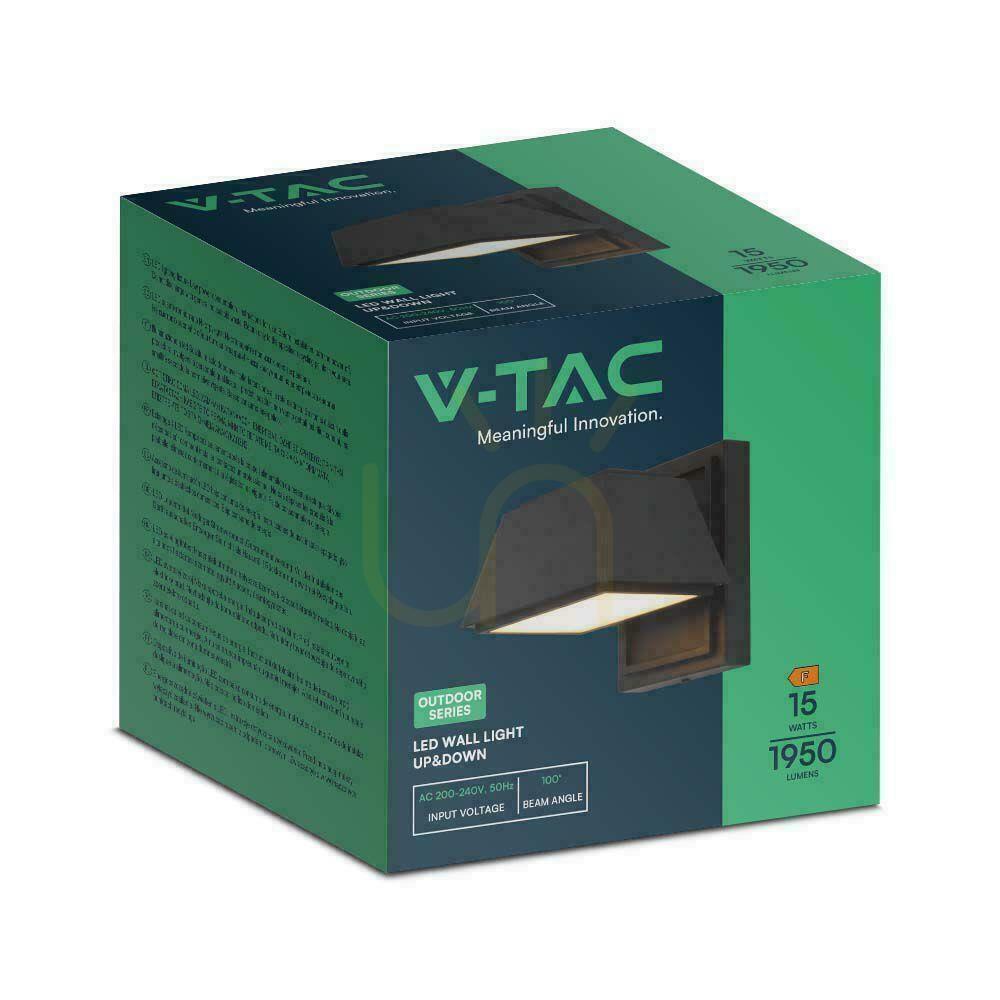 Aussicht Wandleuchte V-TAC 14W LED Schwarz Oben Unten IP65 VT-1192 3000K 1950lm. Wandleuchte V-TAC 14W LED Schwarz Oben Unten IP65 VT-1192 3000K 1950lm.