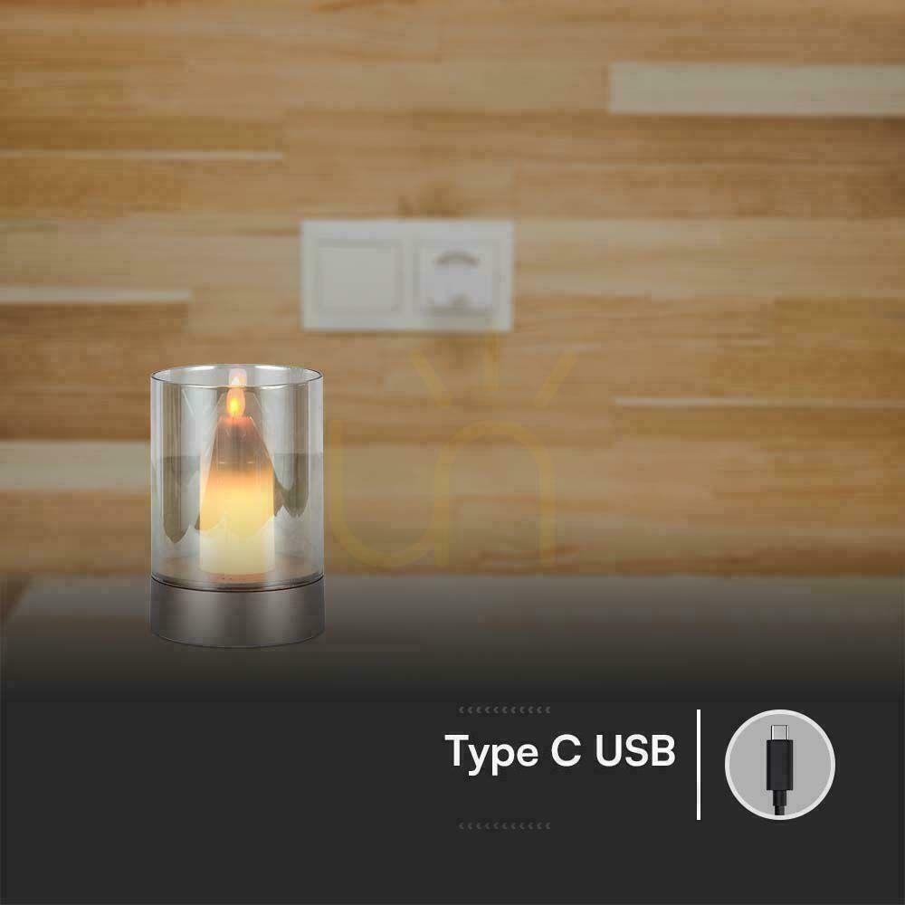 Anzeige V-TAC Kerzenlicht Nachtlicht 3W LED Ladegerät USB Dimmbar Gold VT-7564 3000K 110lm. V-TAC Kerzenlicht Nachtlicht 3W LED Ladegerät USB Dimmbar Gold VT-7564 3000K 110lm.