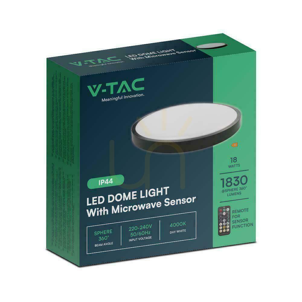 Anzeige Plafond V-TAC 18W LED Rund 30cm Aufputz Pilot Bewegungsmelder IP44 Schwarz VT-8618S 4000K 1830lm Plafond V-TAC 18W LED Rund 30cm Aufputz Pilot Bewegungsmelder IP44 Schwarz VT-8618S 4000K 1830lm