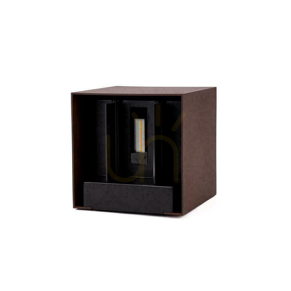 Aussicht Solar V-TAC 9W LED COB Adjustable Bronze Corten Cube 15x15cm IP65 VT-11109 4000K 860lm Wandleuchte. Solar V-TAC 9W LED COB Adjustable Bronze Corten Cube 15x15cm IP65 VT-11109 4000K 860lm Wandleuchte.