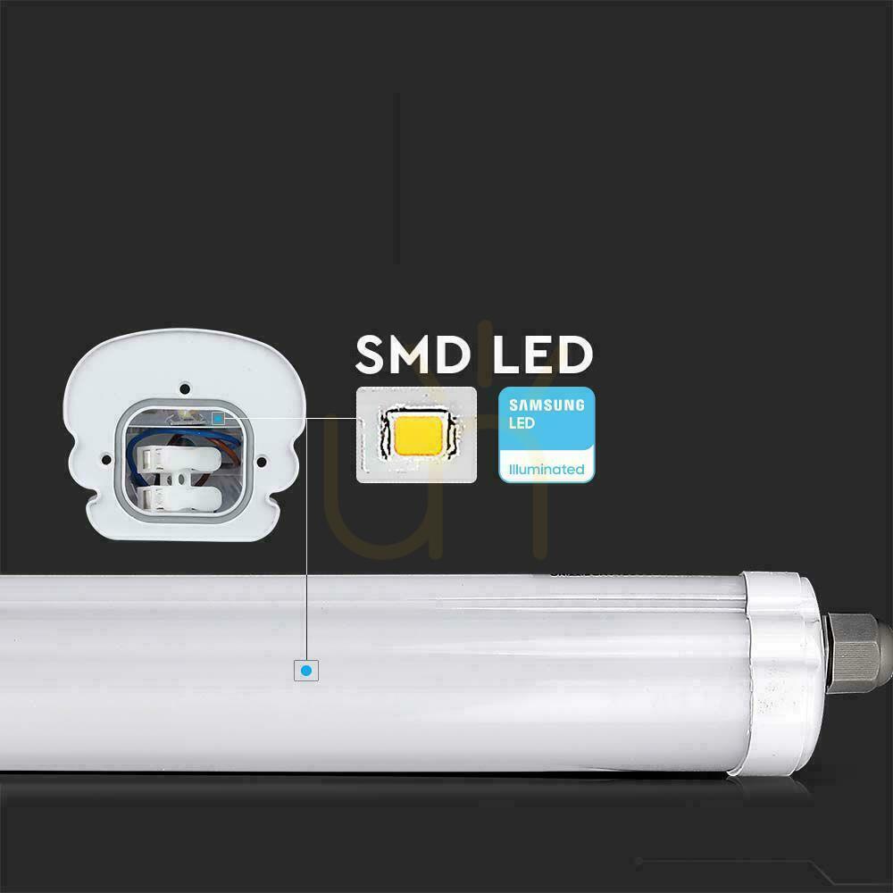 Prüfen V-TAC SAMSUNG CHIP G-SERIES 150cm 48W 120Lm/W VT-1574 4000K 5760lm Hermetische LED-Leuchte 3 Jahre Garantie V-TAC SAMSUNG CHIP G-SERIES 150cm 48W 120Lm/W VT-1574 4000K 5760lm Hermetische LED-Leuchte 3 Jahre Garantie