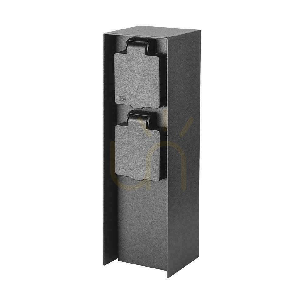 V-TAC Gartensteckdosensäule VT-1196, 2×16 A, 23 cm, schwarz