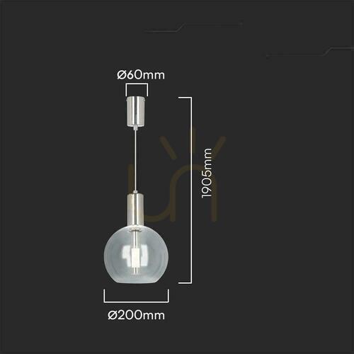 Prüfen LED-Pendelleuchte V-TAC VT-10114, Chrom und Acryl, Ø 20 cm, 5 W 450 lm 3000 K, CRI 90