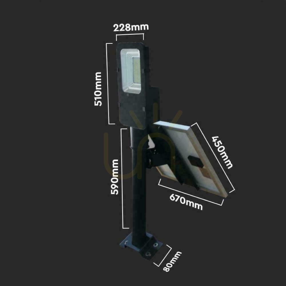 Aussicht V-TAC 50W LED VT-ST201 4000K 4000lm Solar Hybrid Straßenleuchte. V-TAC 50W LED VT-ST201 4000K 4000lm Solar Hybrid Straßenleuchte.
