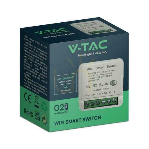 Prüfen V-TAC 2x5A Wireless Wi-Fi Switch SMART LIFE TUYA Alexa Google Home VT-5102.