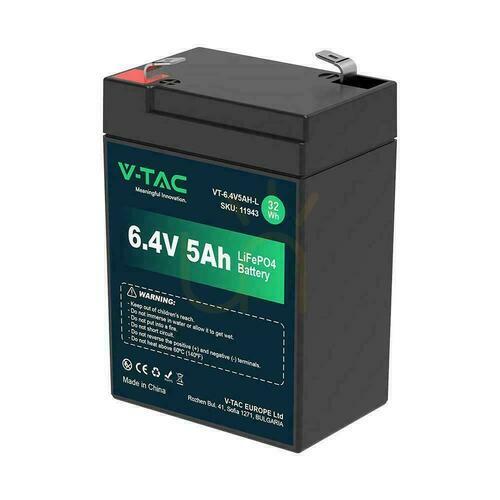 Prüfen LiFePO4 Lithium-Eisen-Phosphat V-TAC 6.4V 5AH L70xB47xH99 VT-6.4V 5AH-L Akku