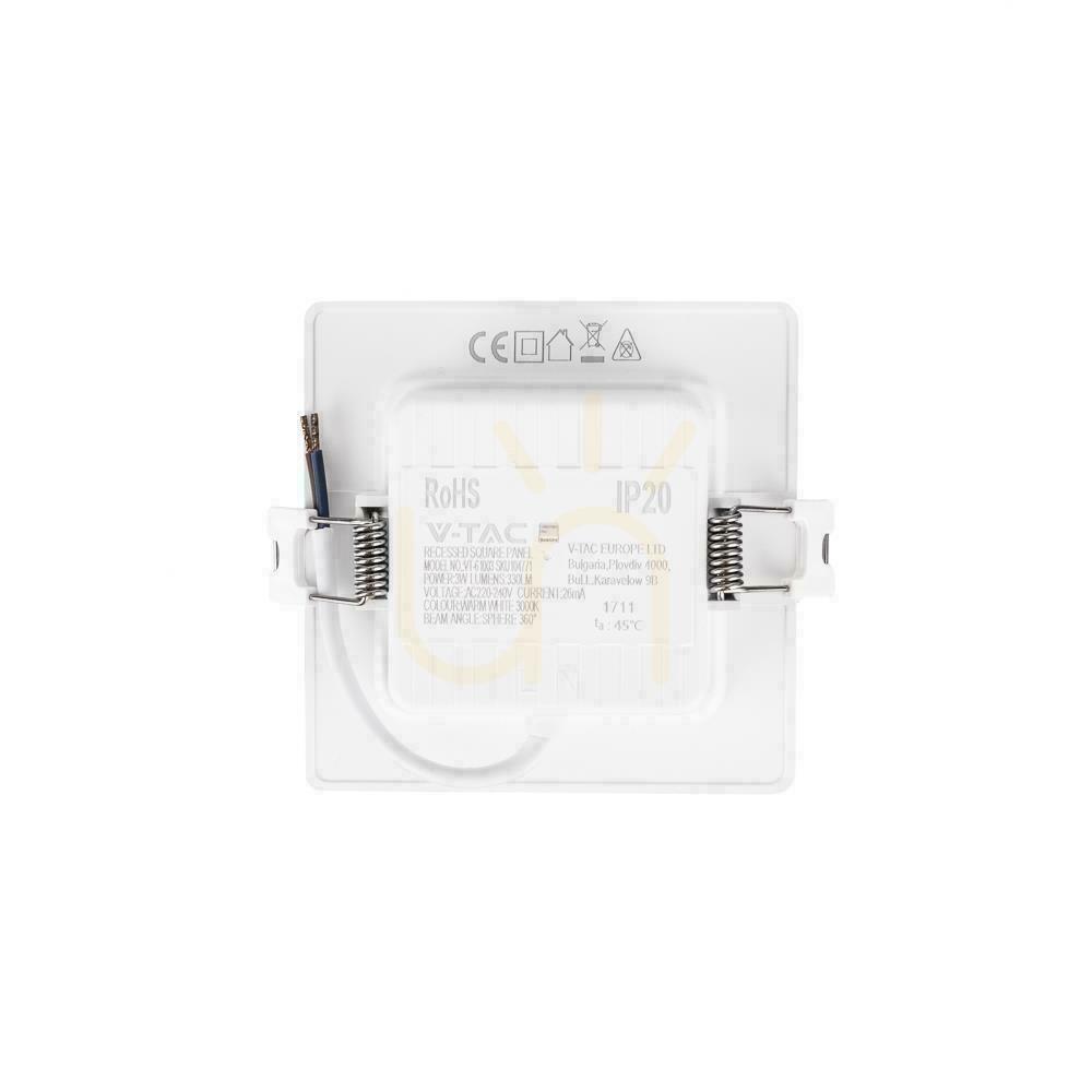 Vorschau V-TAC 3W LED SAMSUNG CHIP Einbaupanel Quadratisch 90x90mm VT-61003SQ-S 3000K 330lm V-TAC 3W LED SAMSUNG CHIP Einbaupanel Quadratisch 90x90mm VT-61003SQ-S 3000K 330lm