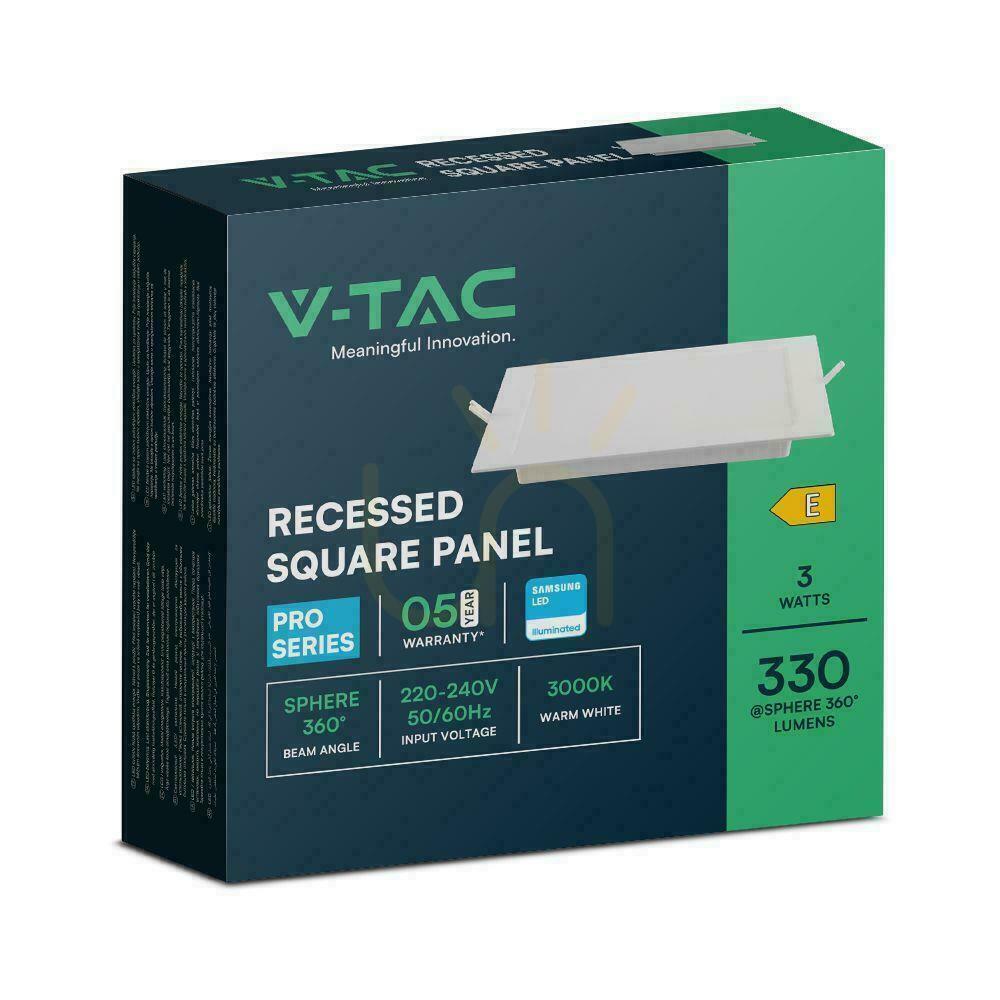 Zeige V-TAC 3W LED SAMSUNG CHIP Einbaupanel Quadratisch 90x90mm VT-61003SQ-S 3000K 330lm V-TAC 3W LED SAMSUNG CHIP Einbaupanel Quadratisch 90x90mm VT-61003SQ-S 3000K 330lm