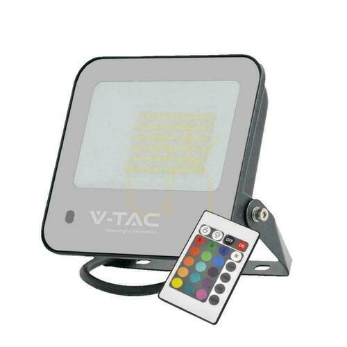 Prüfen V-TAC LED Projektor 50W Schwarz IP65 Fernsteuerung VT-44053 RGB+6500K 4000lm
