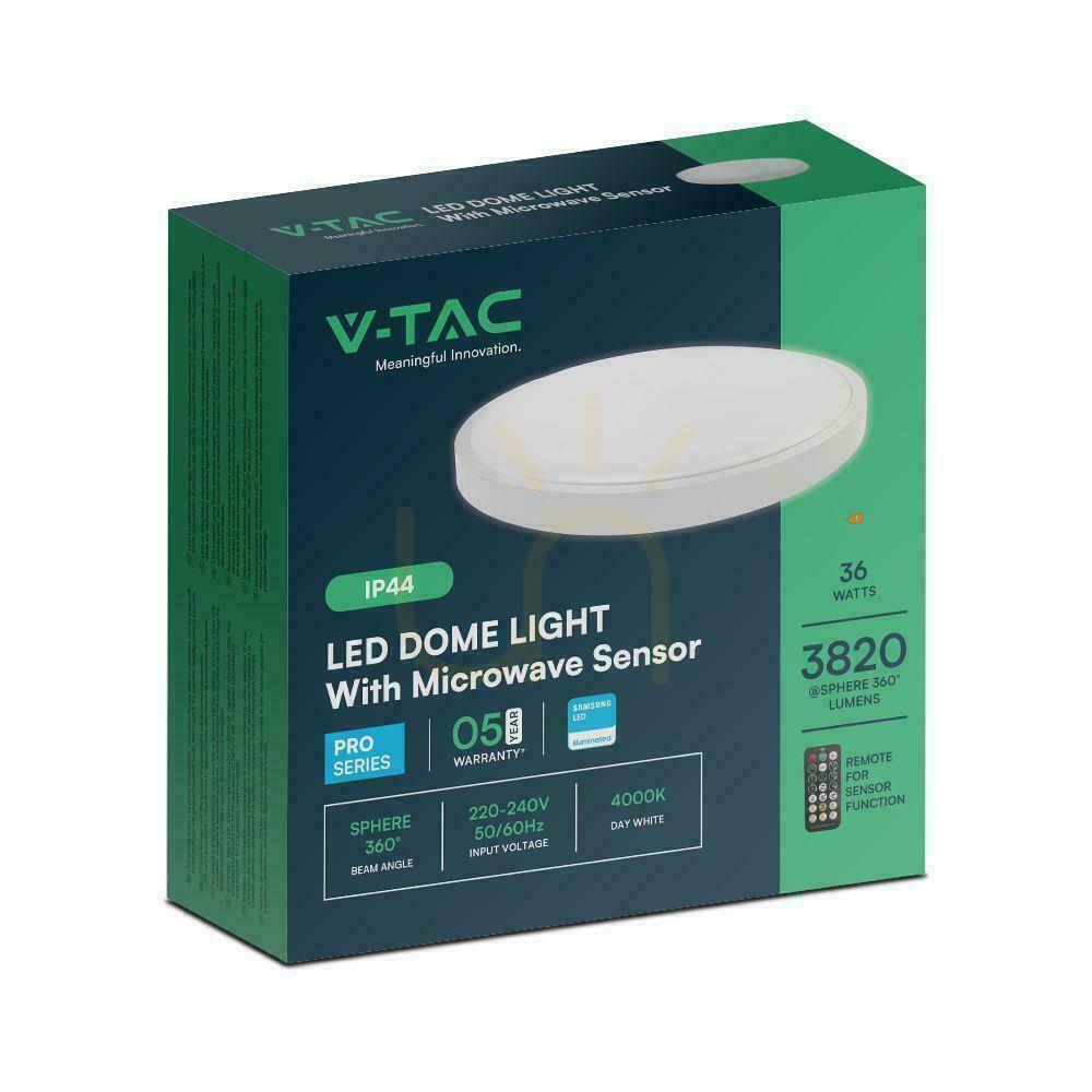 Vorschau Plafond V-TAC 36W LED SAMSUNG CHIP Rund 42cm Aufputz Pilot Bewegungsmelder IP44 Weiß VT-8630S 4000K 3820lm 5 Jahre Garantie Plafond V-TAC 36W LED SAMSUNG CHIP Rund 42cm Aufputz Pilot Bewegungsmelder IP44 Weiß VT-8630S 4000K 3820lm 5 Jahre Garantie