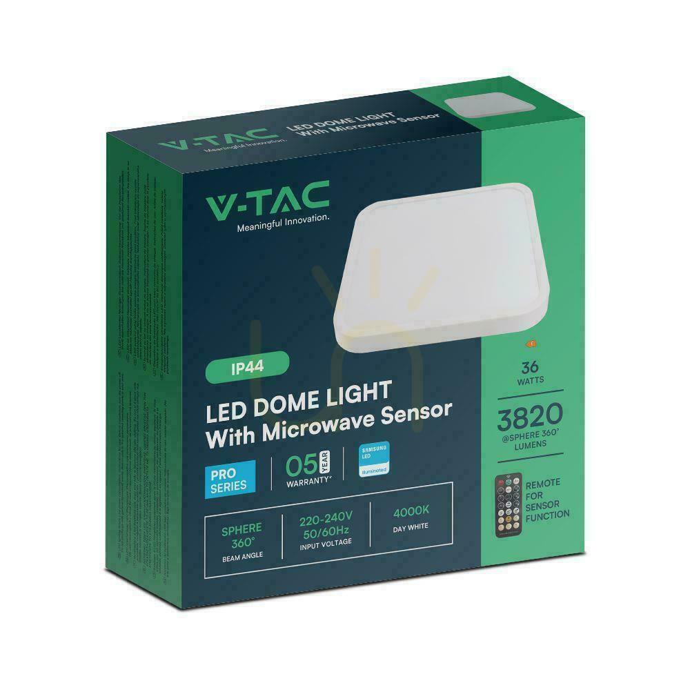 Vorschau Plafond V-TAC 36W LED SAMSUNG CHIP Square 42x42cm Aufbaupilot Bewegungsmelder IP44 Weiß VT-8630S 4000K 3820lm 5 Jahre Garantie Plafond V-TAC 36W LED SAMSUNG CHIP Square 42x42cm Aufbaupilot Bewegungsmelder IP44 Weiß VT-8630S 4000K 3820lm 5 Jahre Garantie
