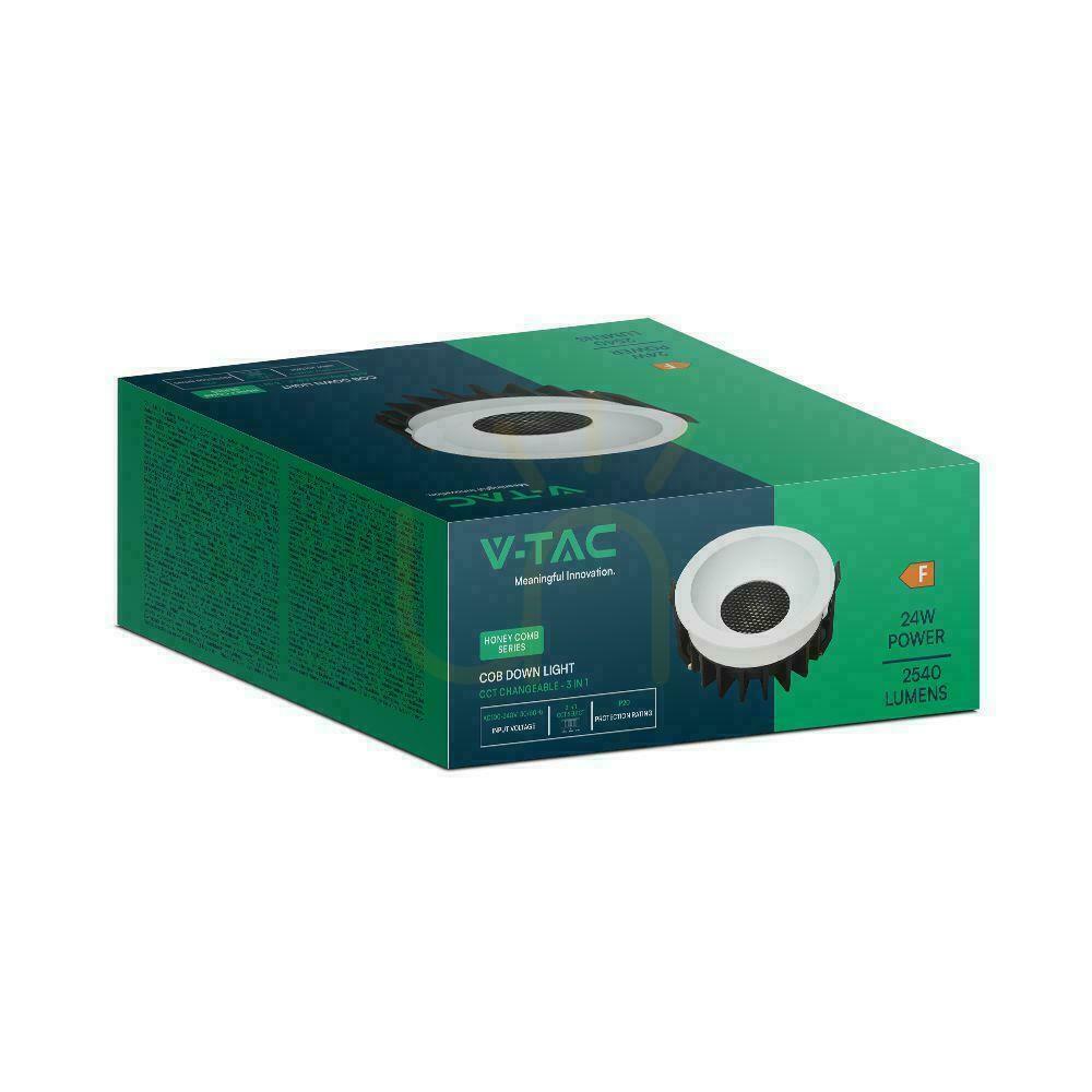 Prüfen V-TAC LED Downlight 24W BRIDGELUX CHIP CCT Weiß Raster Blendschutz Wabe VT-17024 3000K-4000K-6400K 2540lm Leuchte. V-TAC LED Downlight 24W BRIDGELUX CHIP CCT Weiß Raster Blendschutz Wabe VT-17024 3000K-4000K-6400K 2540lm Leuchte.