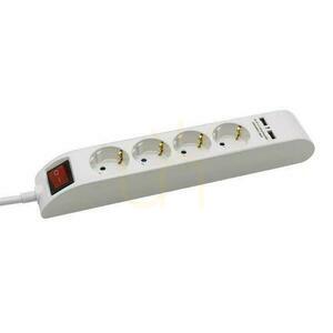 V-TAC Leiste 4 Steckdosen 1.4m , Beleuchteter Schalter, 2xUSB 1.5mm2 WEISS VT-1144-2 small 0