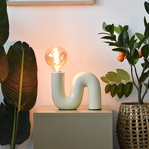 Prüfen POP SERPENT Schreibtischlampe, Keramik mit Textilkabel und Schalter Aviano