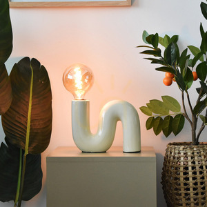 POP SERPENT Schreibtischlampe, Keramik mit Textilkabel und Schalter Aviano small 1