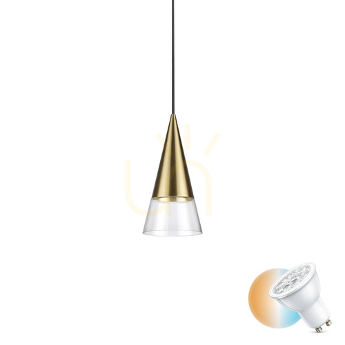 Prüfen Pendelleuchte Ideallux Cono SP1 Ottone Messing Glas GU10 321479