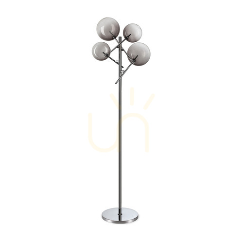Prüfen Stehlampe Ideallux Equinoxe PT4 Fumé Sfumato Chrom Glas 348292
