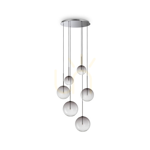 Prüfen Pendelleuchte Ideallux Equinoxe SP6 Fumé Sfumato Chrom Glas 345413