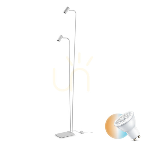 Prüfen Stehlampe Ideallux Ginger PT2 weiß Metall GU10 345314