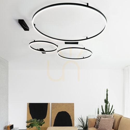 Prüfen Plafond Ideallux Oracle Slim rund schwarz LED 70 cm 4000K 37W 341941