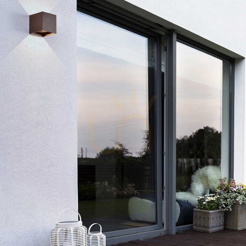 Prüfen Mantra Davos 6527 LED-Außenwandleuchte 12 W 3000 K, Corten-Finish